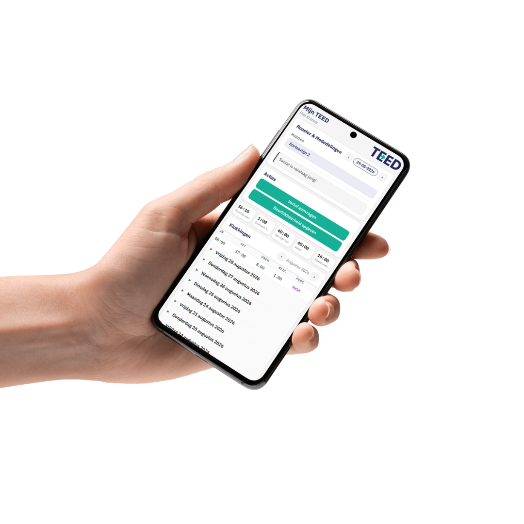 MijnTEED app met rooster, verlof en saldo's voor medewerkers