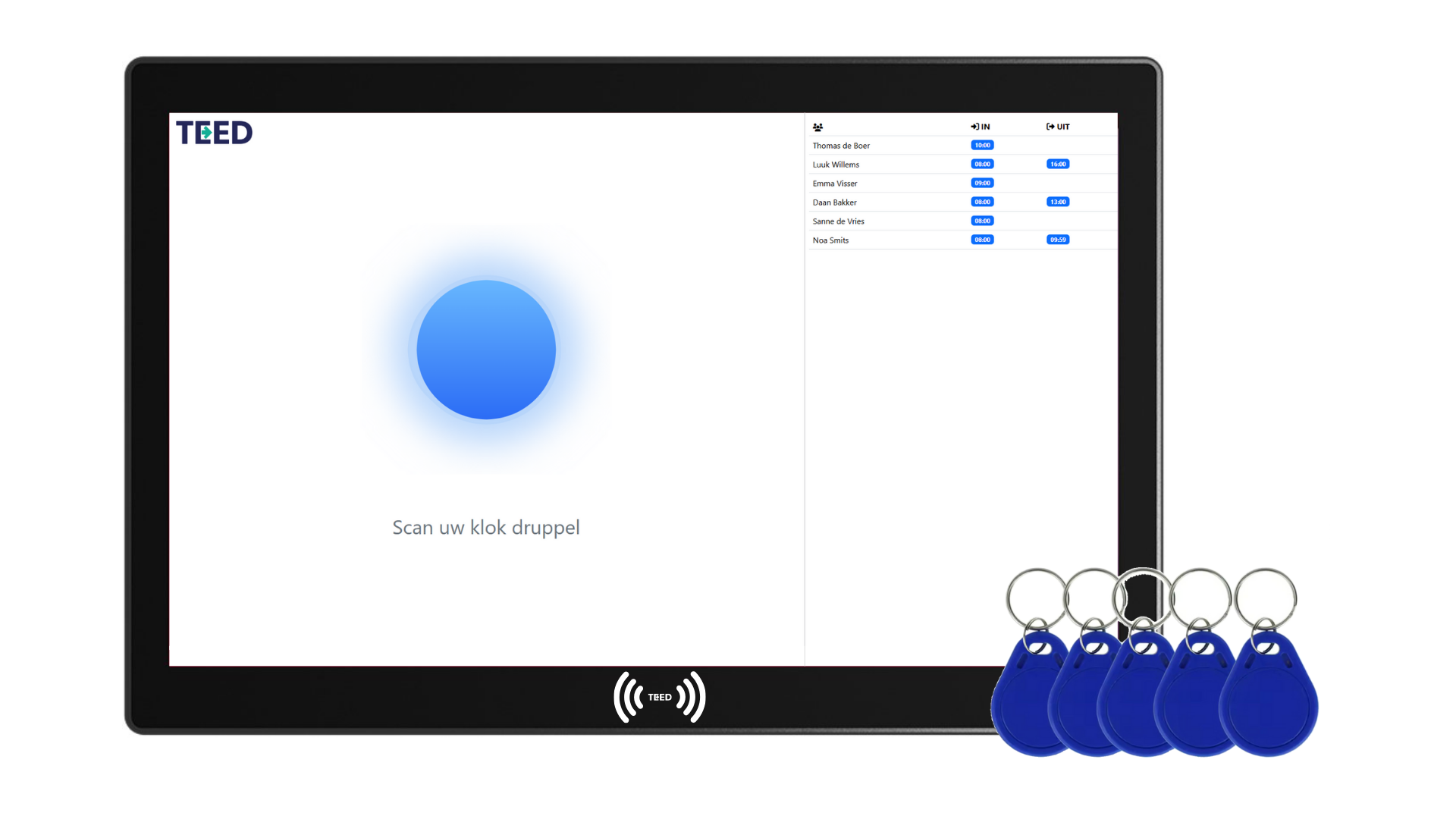Klokterminal met scanner